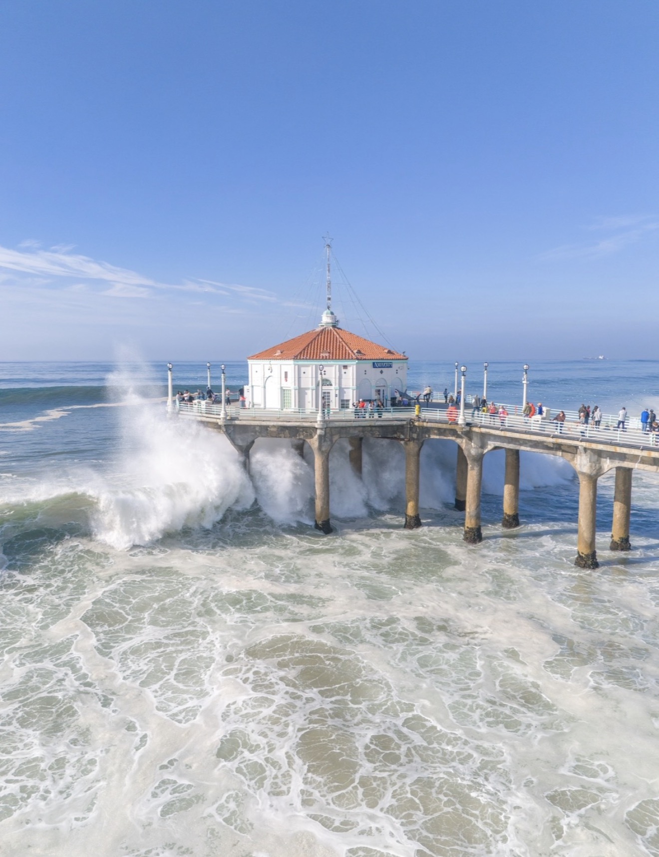 Manhattan Beach Pier — High Surf — photograph by Paul Towers