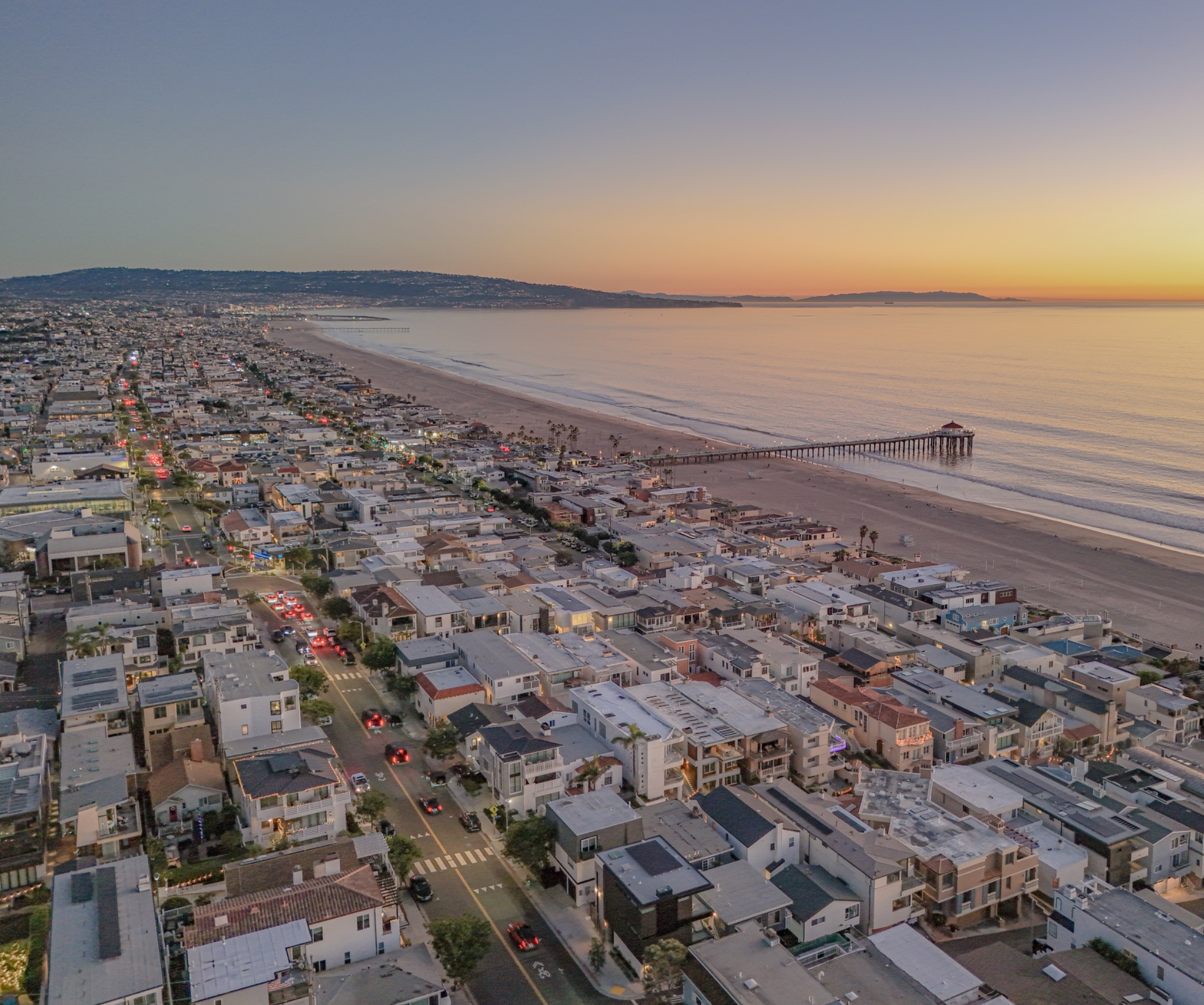 Manhattan Beach and its pier at sunset photographed by Paul Towers